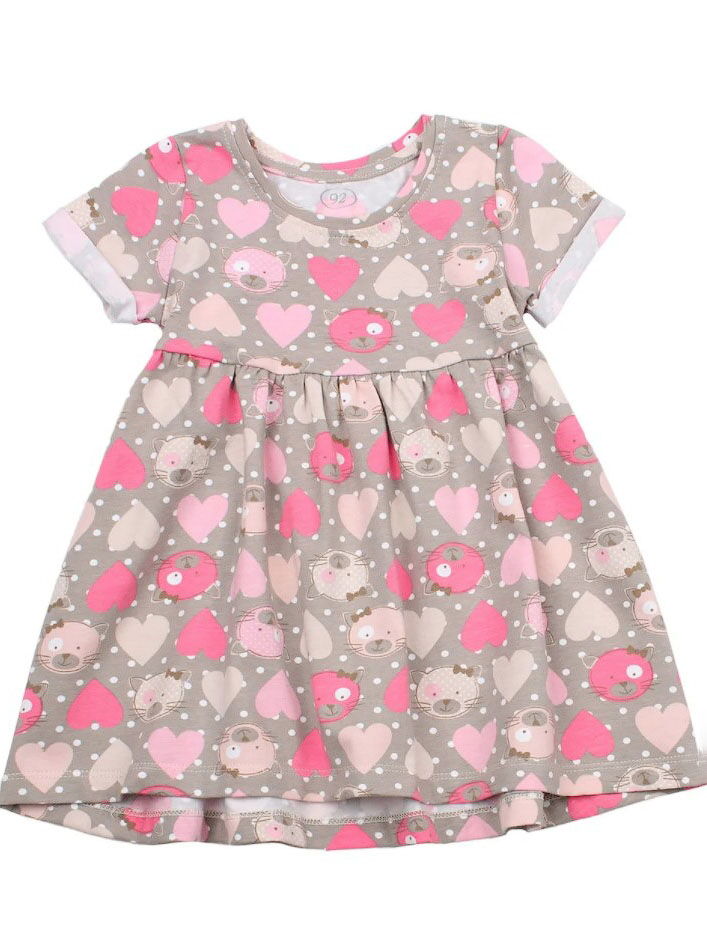 Летнее платье для девочки Фламинго Котики серое 047-420 - цена