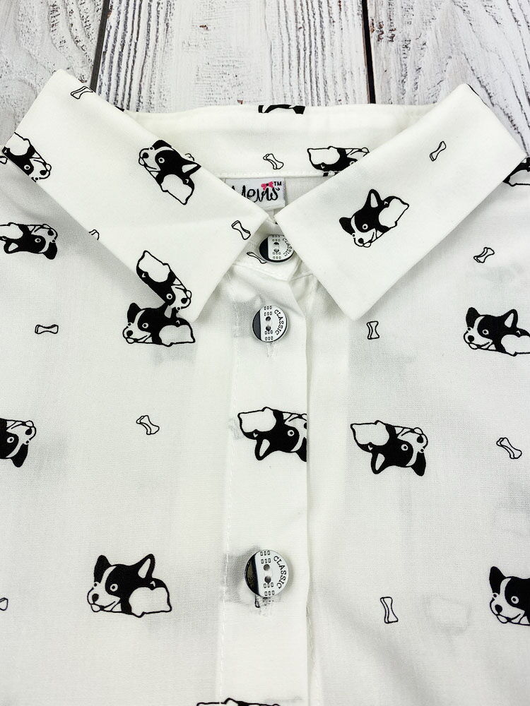 Блузка для девочки Mevis Собачки белая 4414-01 - размеры