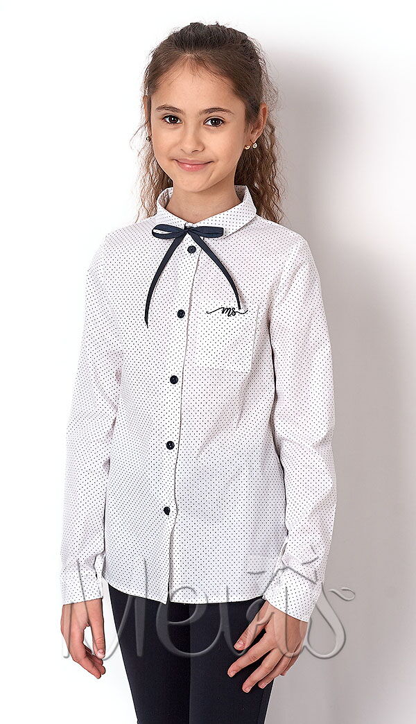 Школьная рубашка для девочки Mevis молочная 2645-02 - цена