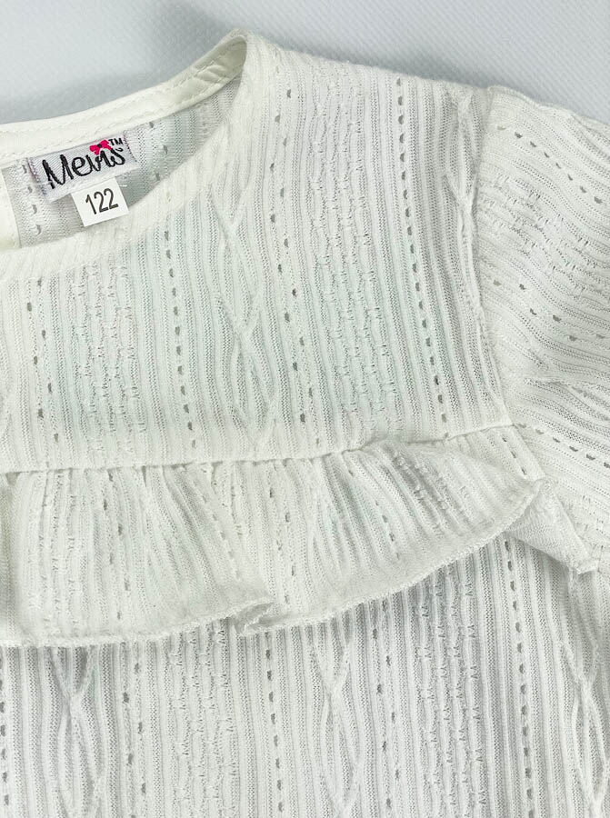 Трикотажная блузка для девочки Mevis молочная 3678-02 - фотография