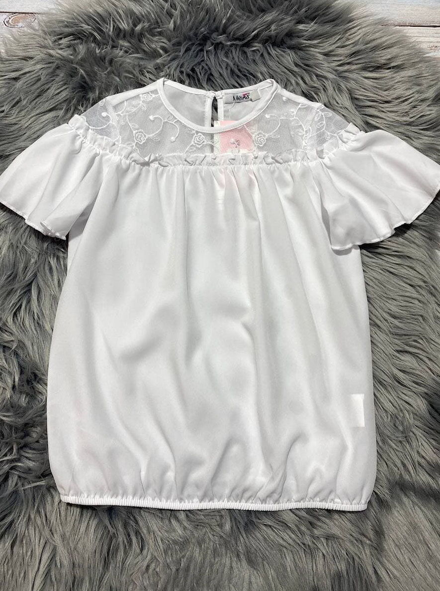 Блузка для девочки Mevis белая 3797-01 - размеры