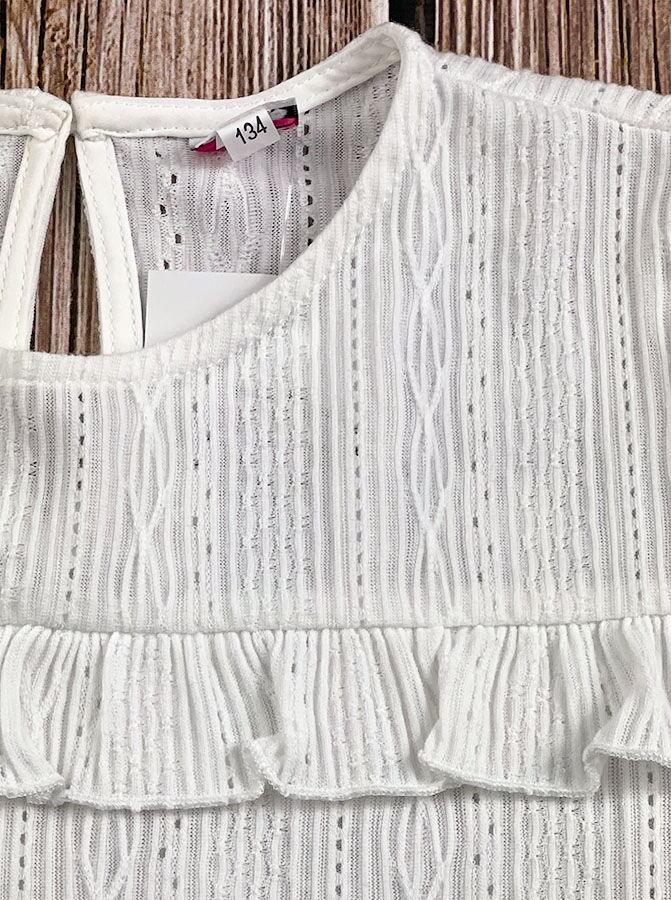 Трикотажная блузка для девочки Mevis молочная 3678-02 - цена