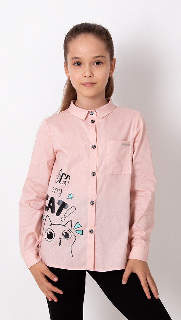 Рубашка для девочки Mevis персиковая 3372-05 - цена