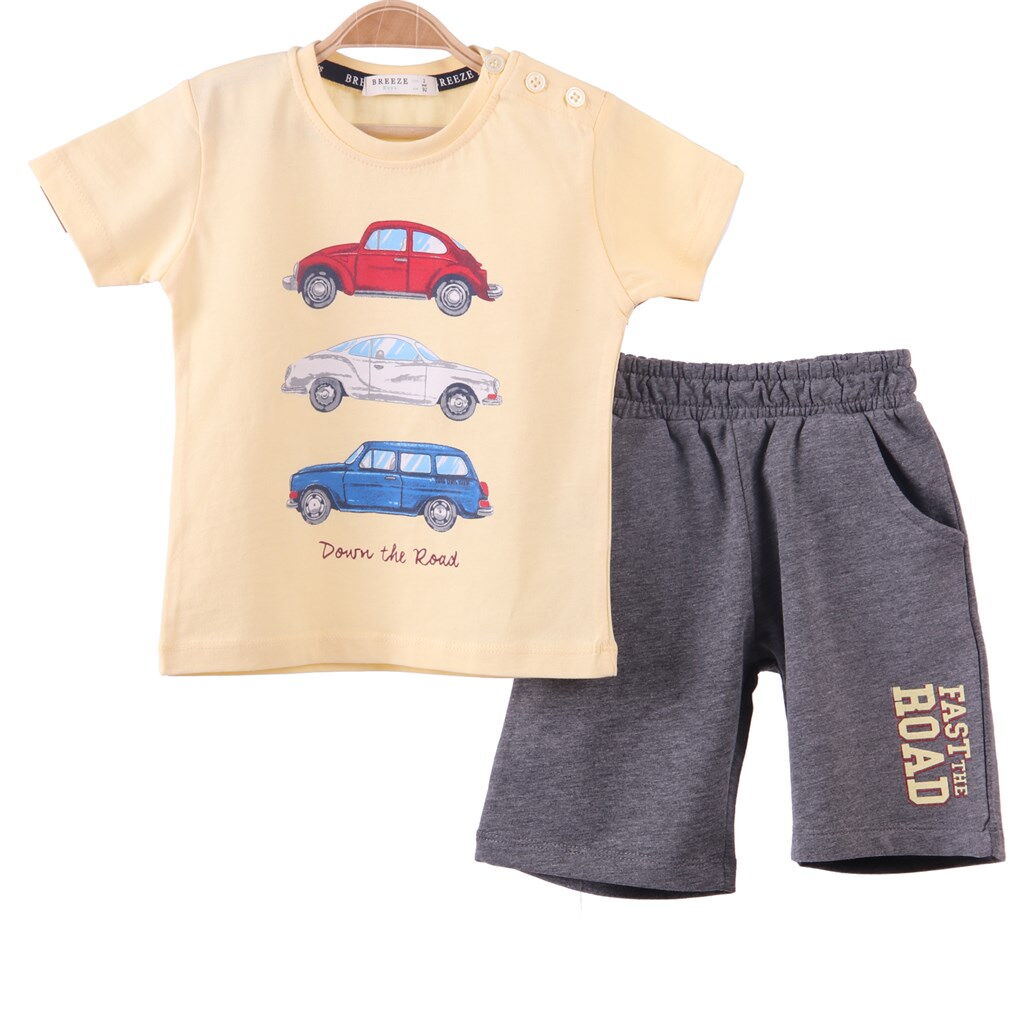 Комплект футболка и шорты Breeze Машинки желтый 12365 - цена