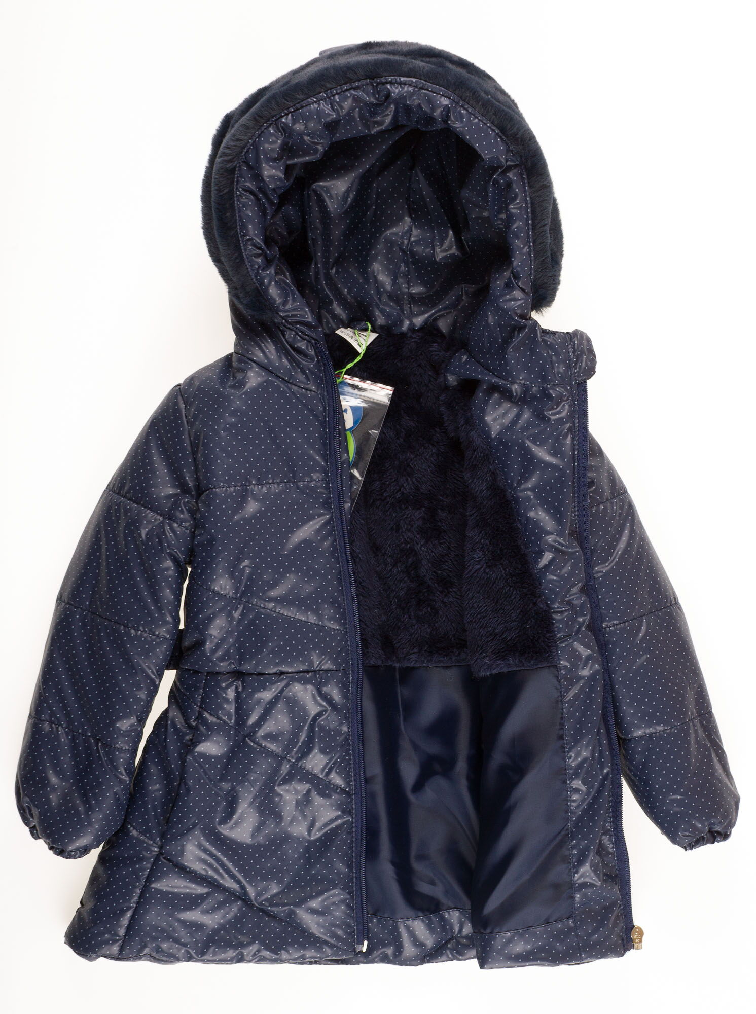 Куртка удлиненная для девочки ОДЯГАЙКО темно-синяя 22177 - фотография
