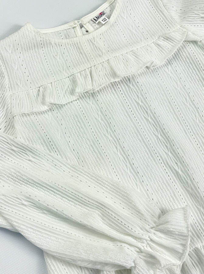 Трикотажная блузка для девочки Mevis молочная 3678-02 - картинка