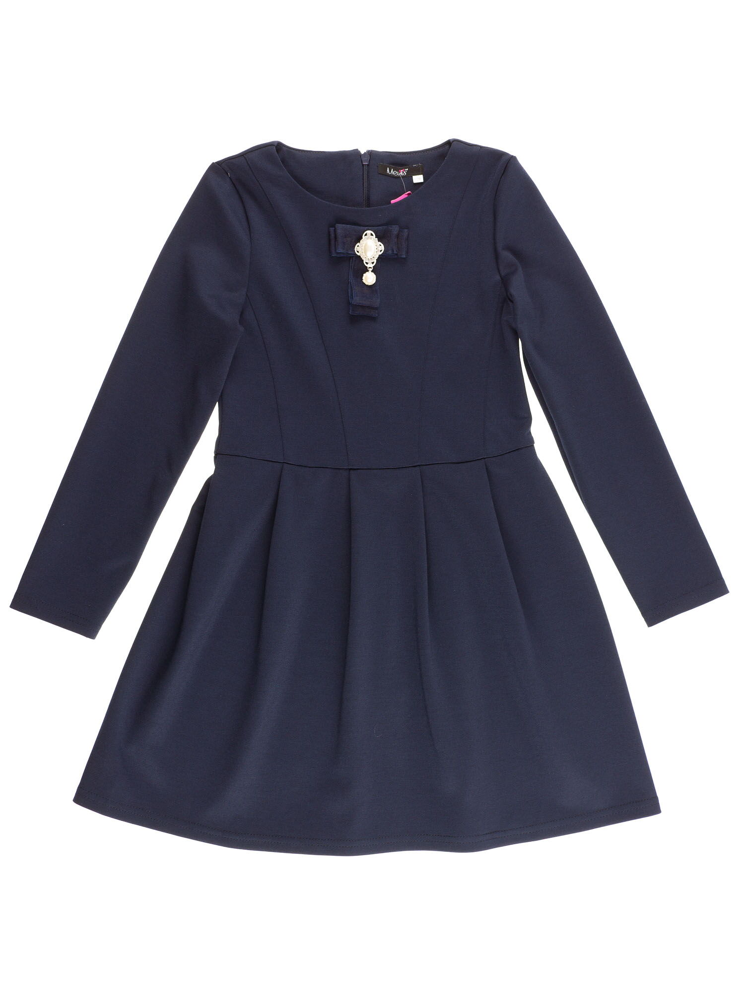 Платье школьное с длинным рукавом Mevis синее 2391-01 - цена