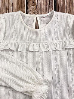 Трикотажная блузка для девочки Mevis молочная 3678-02 - фото