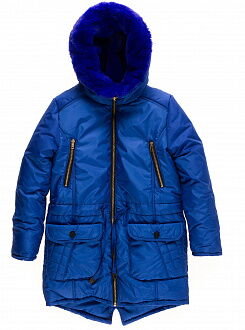 Куртка удлиненная зимняя для девочки Одягайко синяя 20061О - цена