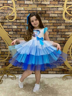 Нарядное платье для девочки Анна и Эльза голубое 77713 - цена