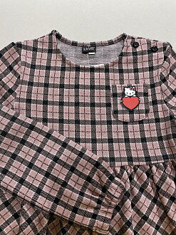 Трикотажное платье для девочки Mevis Клетка розовое 3918-03 - размеры