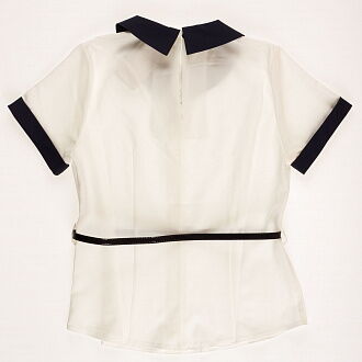 Блузка с коротким рукавом для девочки MEVIS молочная ba56 - фото