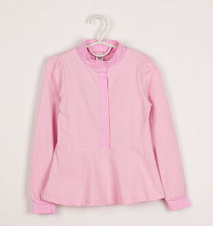 Блузка с баской для девочки длинный рукав Valeri tex розовая - цена