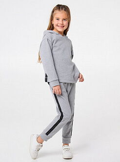Утепленный спортивный костюм для девочки Smil серый меланж 117326/117327 - картинка