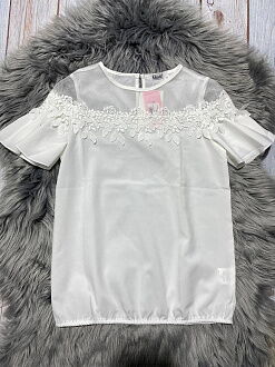 Блузка для девочки Mevis белая 3630-01 - размеры