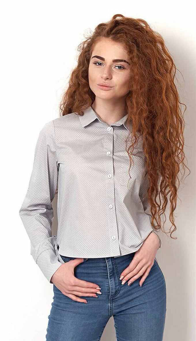 Блузка с длинным рукавом для девочки Mevis бирюзовый горох 2512-03 - ціна