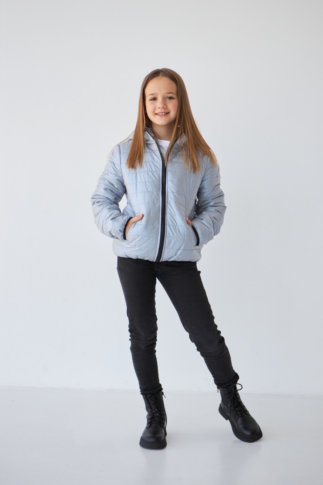 Демісезонна куртка для дівчинки Tair Kids срібло 776 - фото