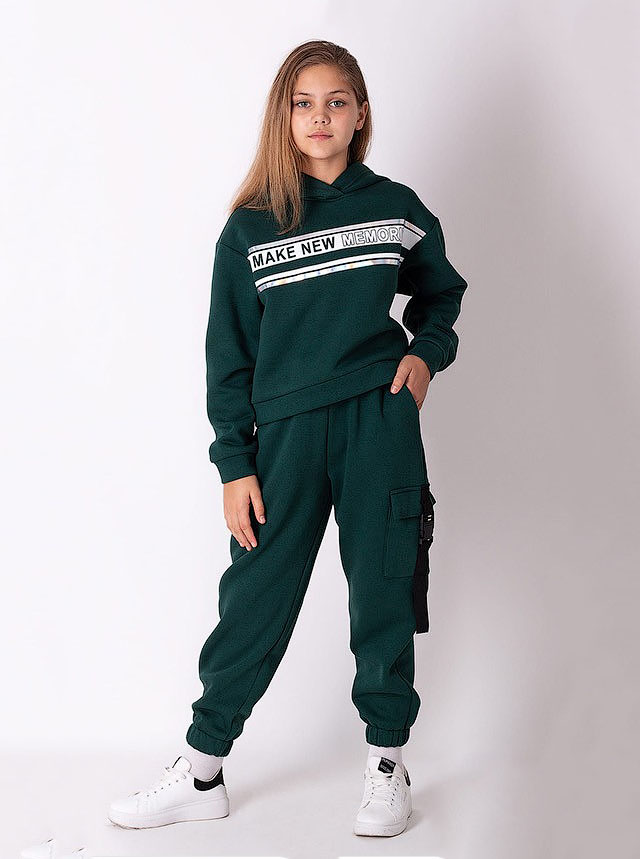 Утеплений спортивний костюм для дівчинки Mevis зелений 3541-02 - ціна