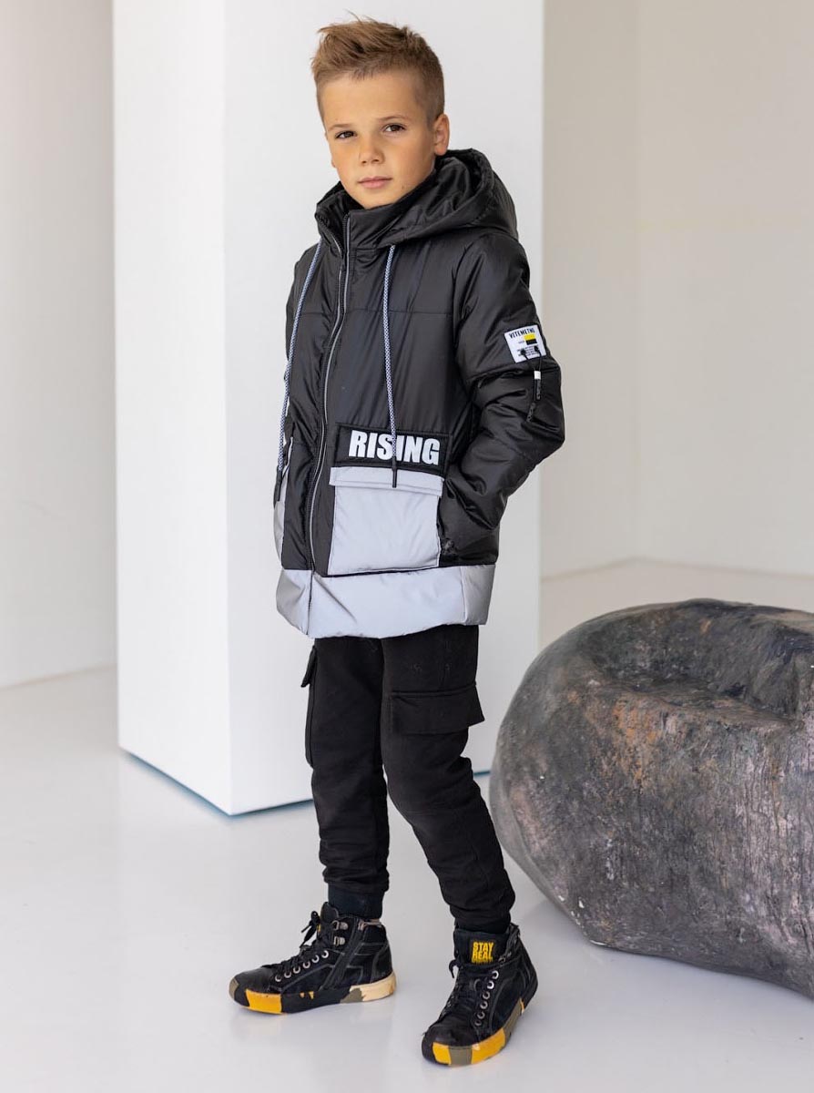 Куртка зі світловідбиваючими вставками Tair kids чорна арт.105 - ціна