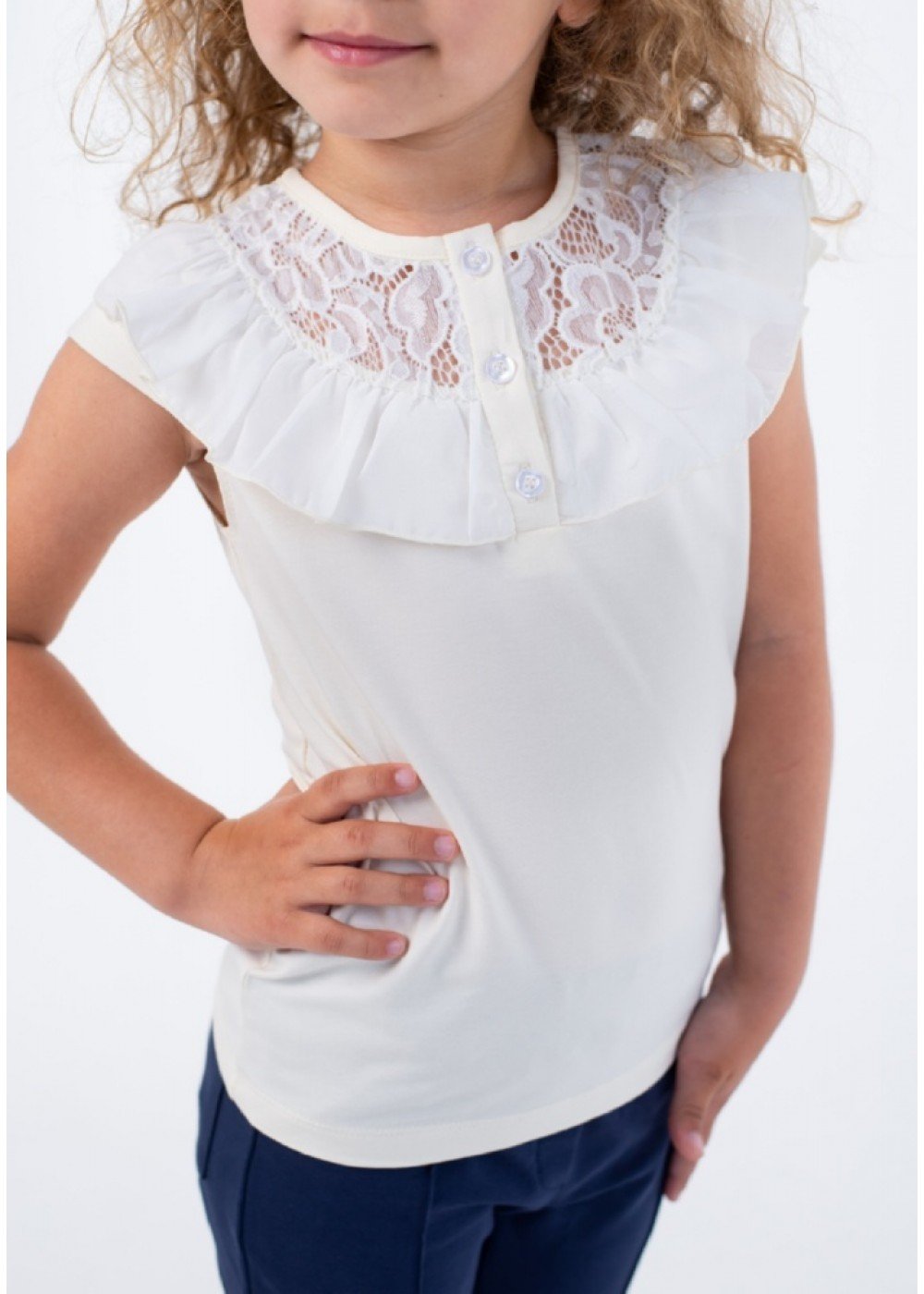Трикотажна блузка для дівчинки Vidoli молочна 19598 - світлина