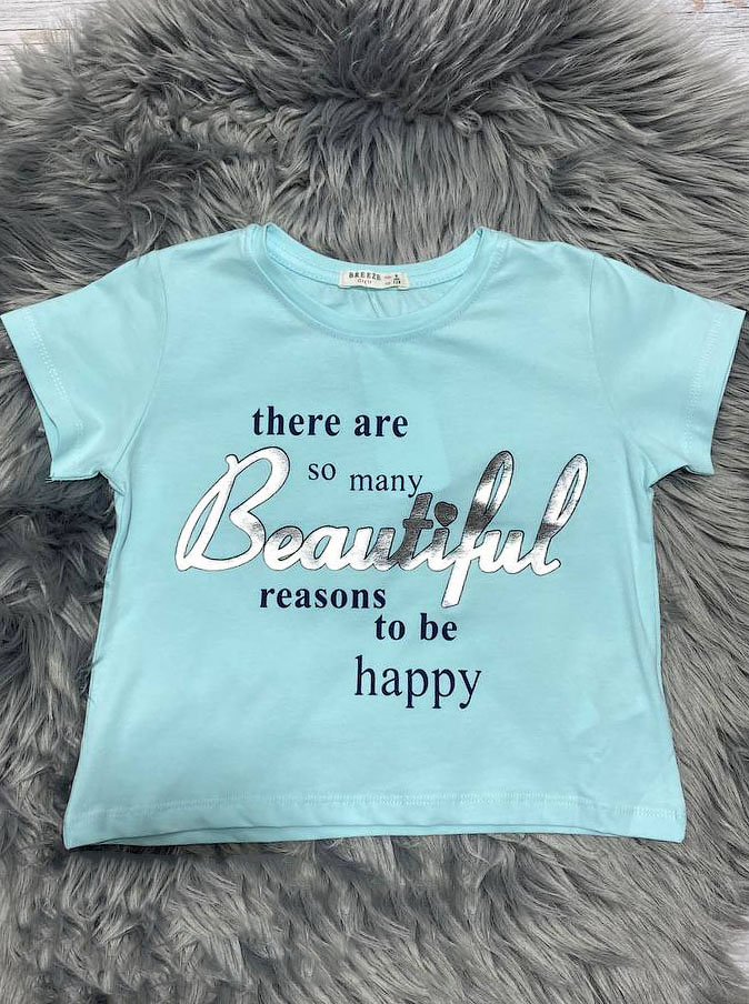 Топ-футболка для дівчинки Breeze Beautiful блакитний 14577 - ціна