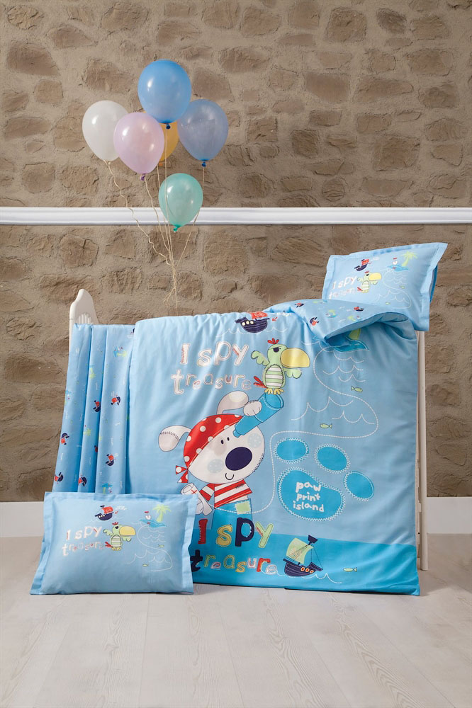 Комплект постільної білизни в дитяче ліжечко LP İSLAND блакитний - ціна