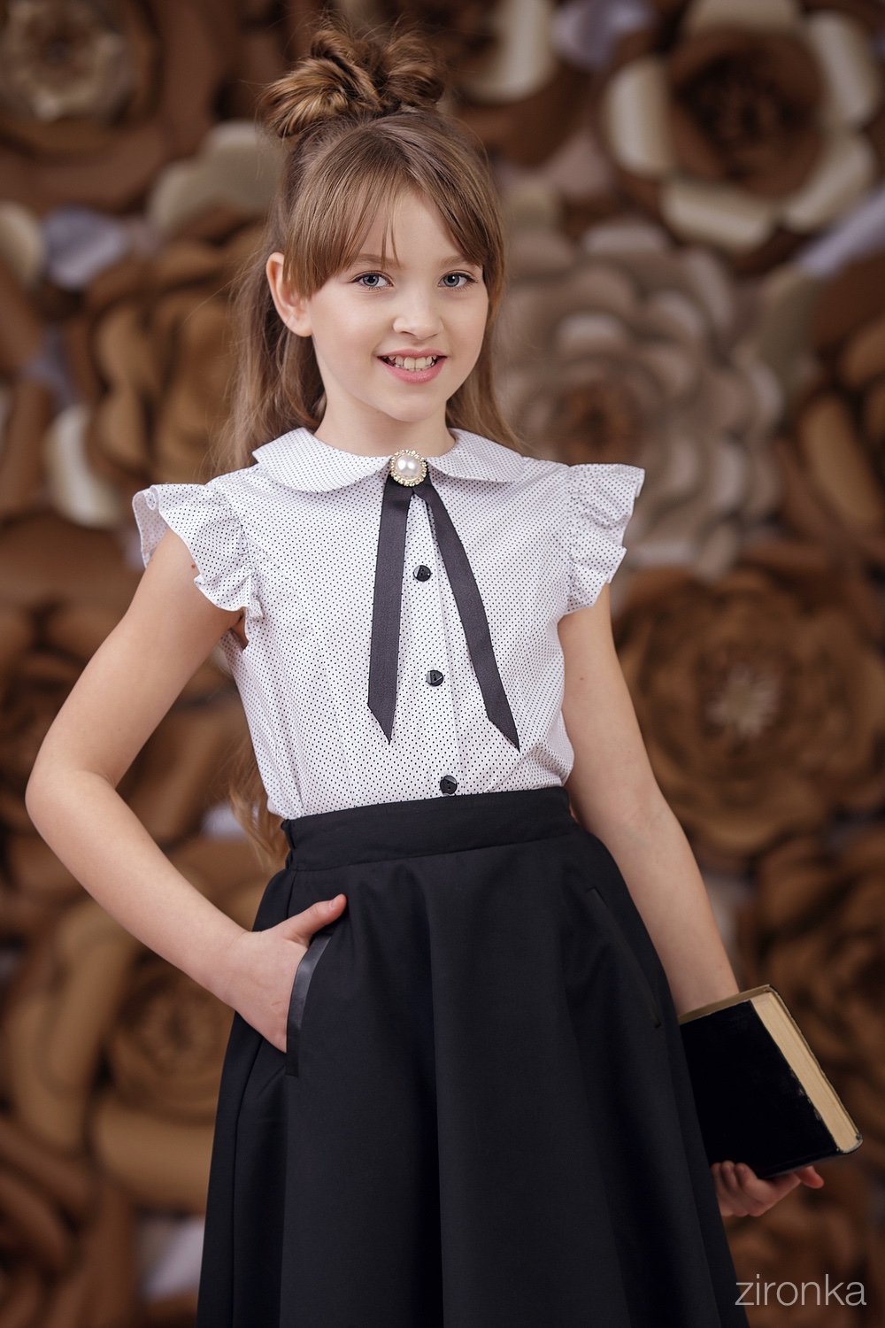 Блузка школьная с коротким рукавом Zironka горошек 3593-2 - ціна