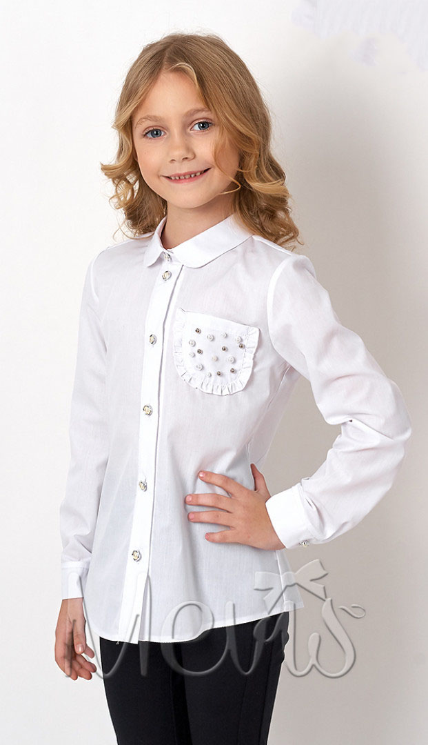 Блузка з довгим рукавом Mevis біла 2750-01 - ціна