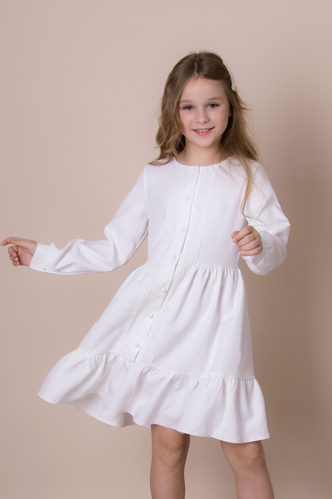 Нарядна сукня для дівчинки Mevis Квіточки молочна 5041-02 - ціна