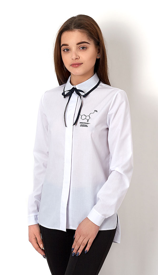 Блузка з довгим рукавом для дівчинки Mevis біла 2758-01 - ціна