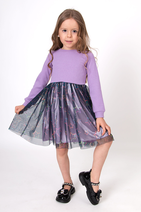 Нарядне плаття для дівчинки Mevis Зірочки бузкове 5063-04 - ціна