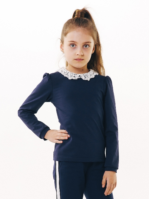 Блуза трикотажная с натуральным кружевом SMIL синяя 114639 - ціна