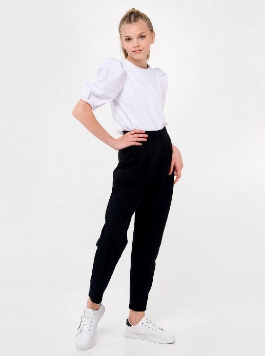 Трикотажні брюки з защипами для дівчинки SMIL чорні 115493/115494 - ціна