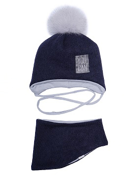 Комплект шапка і хомут для хлопчика Вілсон синій 200110 - ціна