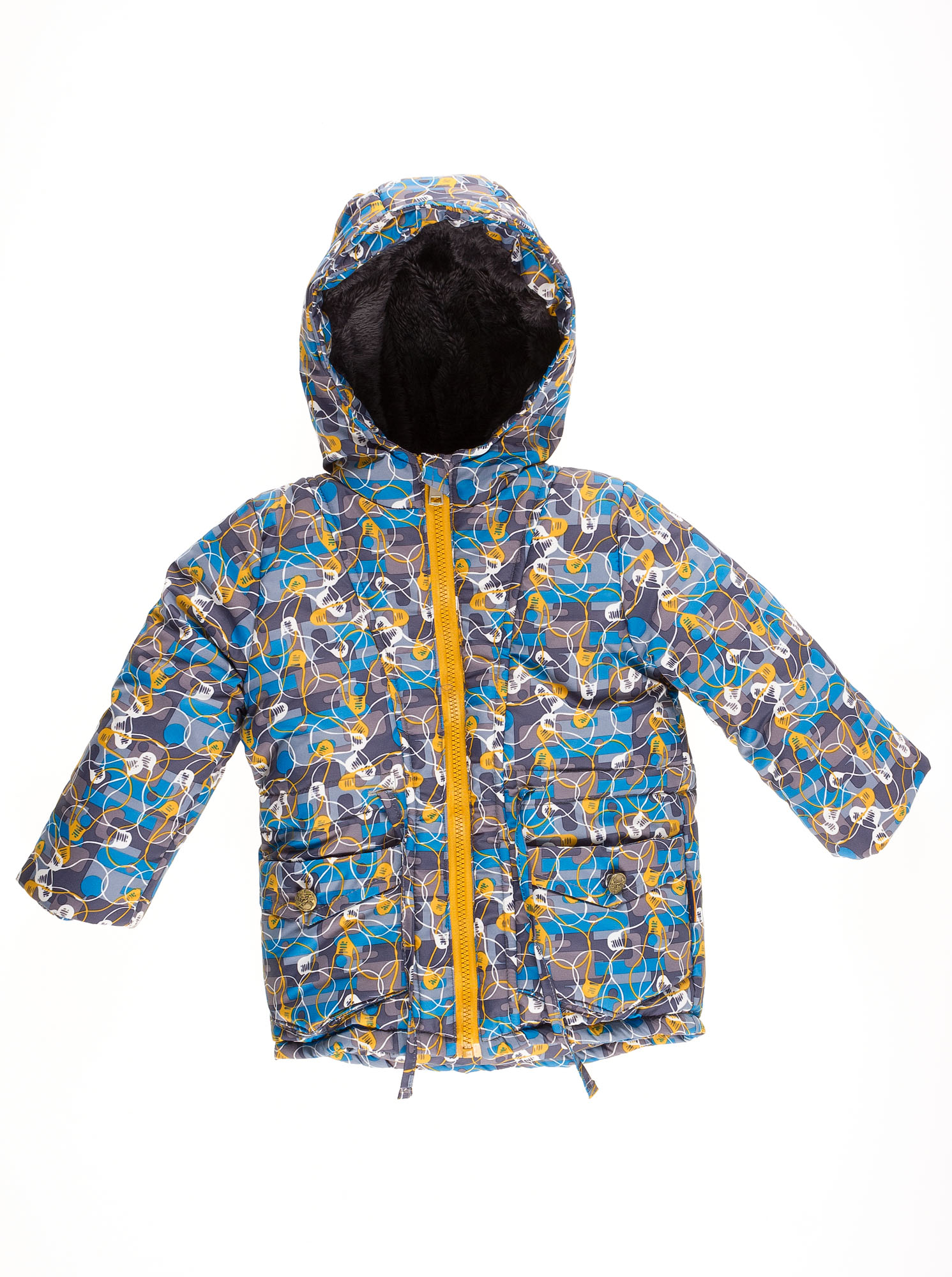 Куртка зимняя для мальчика Одягайко синий абстракт 20012О - ціна