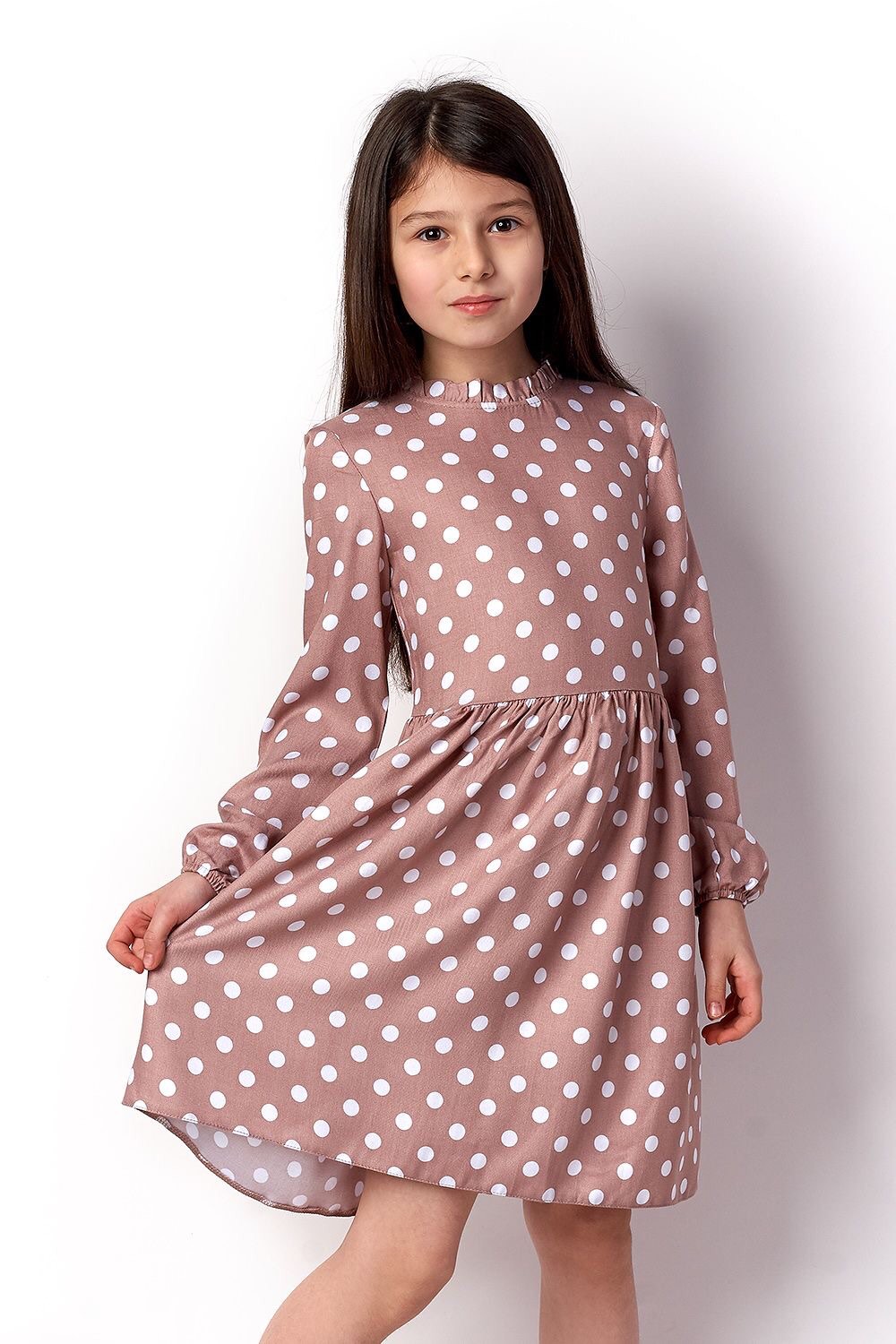 Платье для девочки Mevis Горох бежевое 3328-04 - ціна