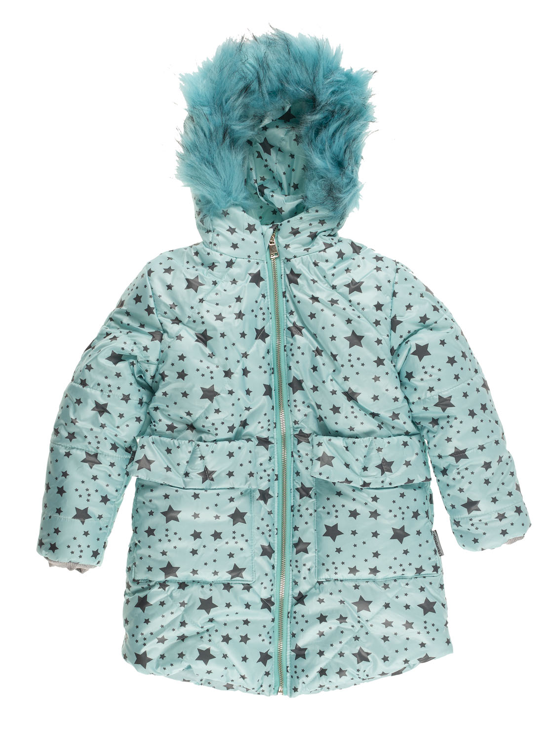 Куртка зимняя для девочки Одягайко Звезды бирюзовая 20175 - ціна