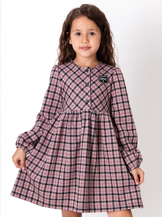 Трикотажне плаття для дівчинки Mevis Клітка рожеве 3978-01 - ціна