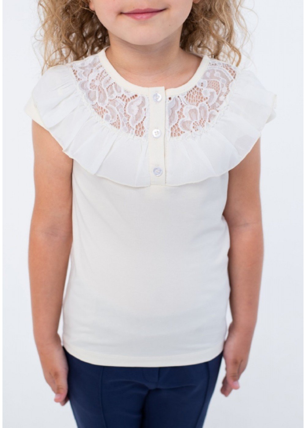 Трикотажна блузка для дівчинки Vidoli молочна 19598 - фото