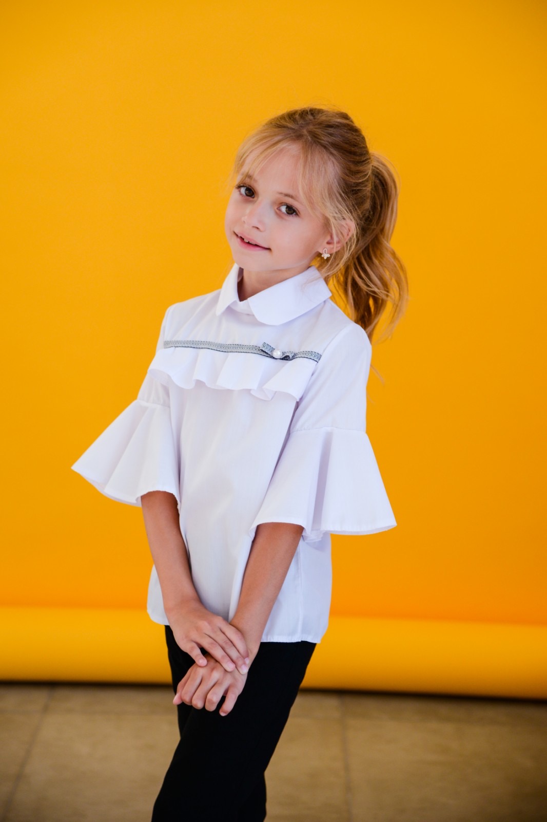 Блузка шкільна для дівчинки біла 1308 - ціна