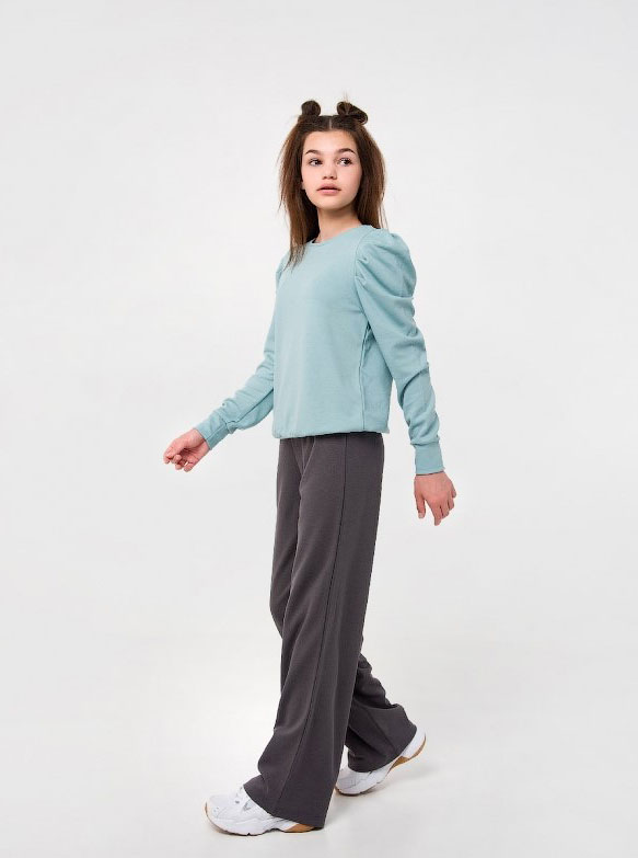 Трикотажні брюки-палаццо для дівчинки SMIL сірі 115495 - фото