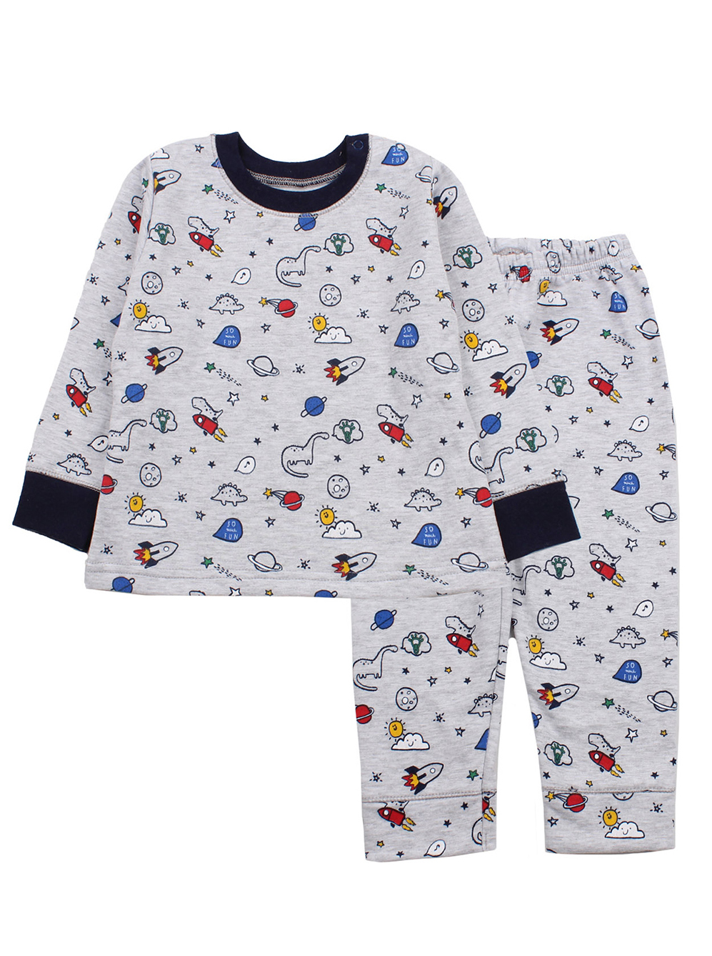 Утепленнная піжама для хлопчика Фламінго Космос сіра 109-307 - ціна