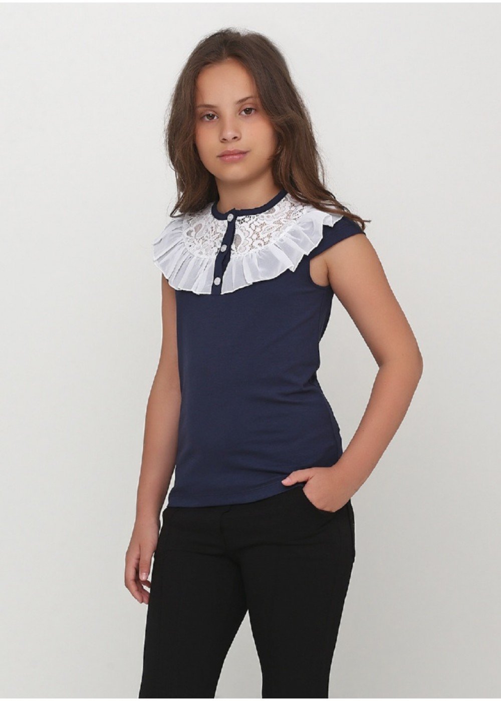 Трикотажна блузка для дівчинки Vidoli синя 19598 - ціна
