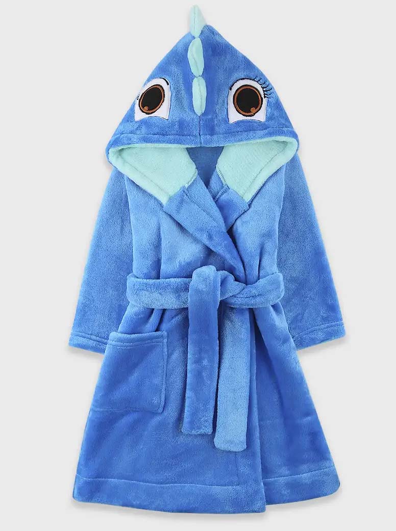 Теплий халат вельсофт дитячий Фламінго Діно синій 714-909 - ціна