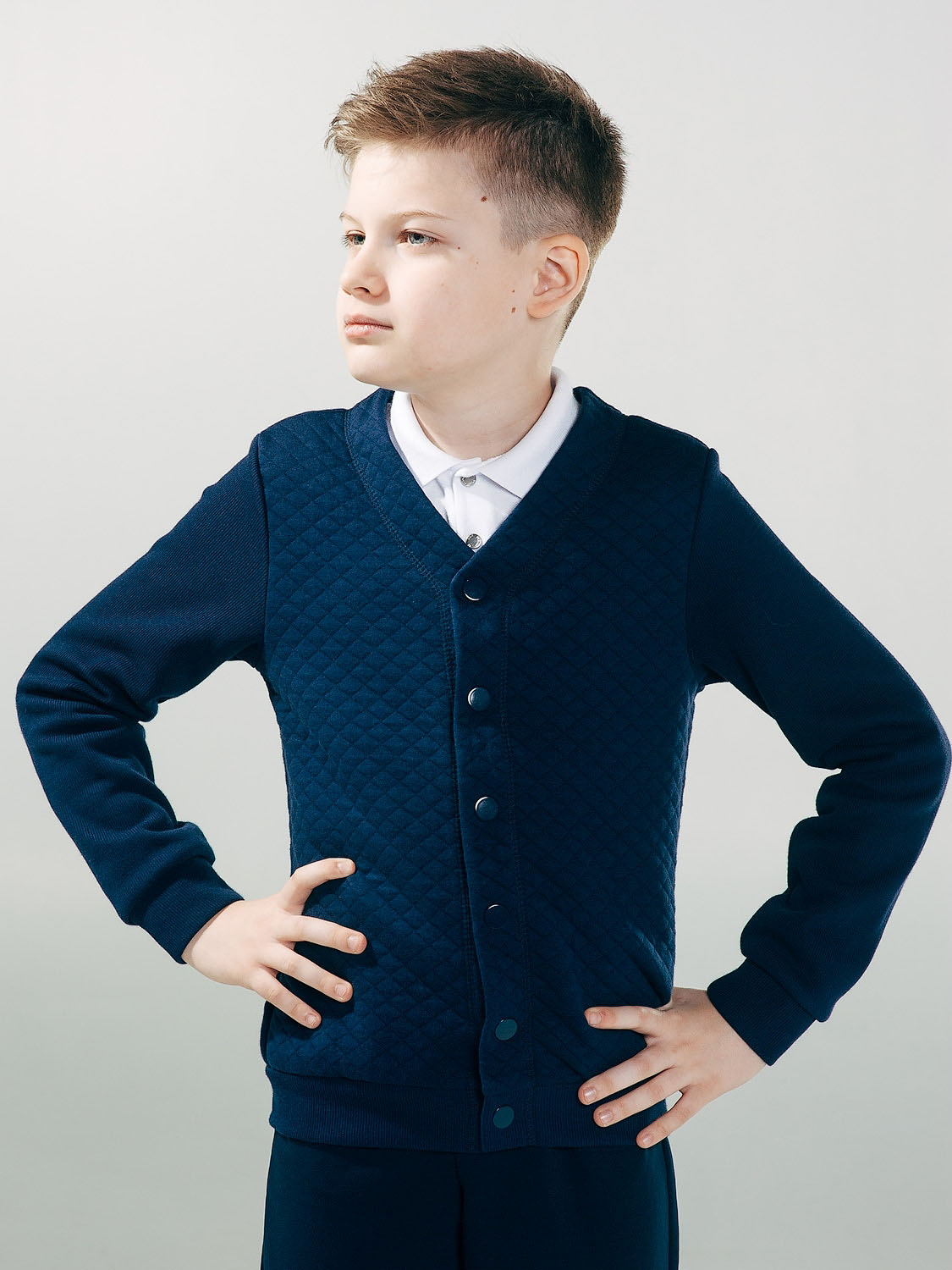 Пиджак трикотажный для мальчика SMIL темно-синий 116345 - ціна