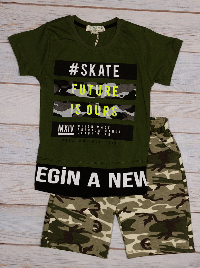 Комплект футболка и шорты для мальчика Милитари хаки 1092 - ціна