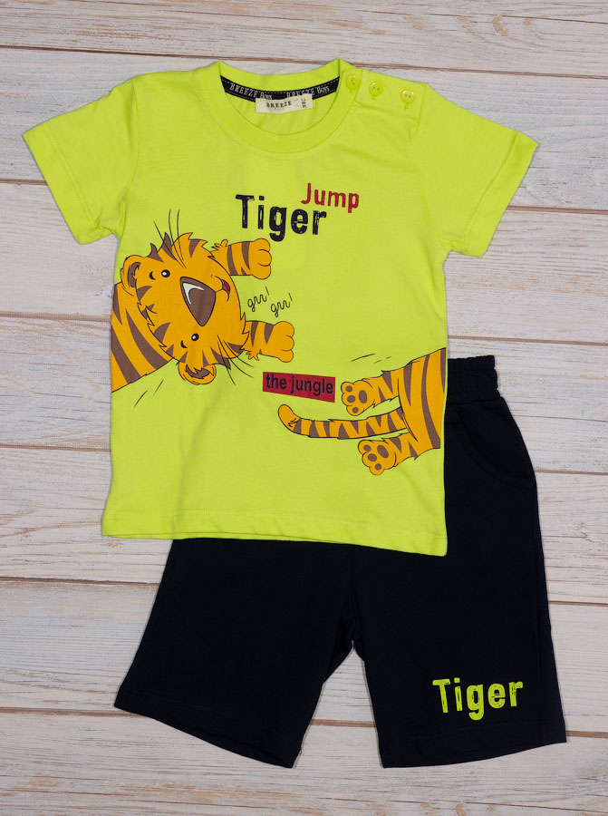 Комплект футболка і шорти для хлопчика Breeze Tiger салатовий 14379 - ціна