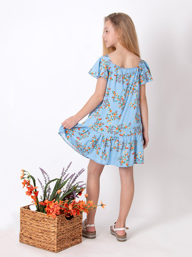 Сукня для дівчинки Mevis Квіточки блакитна 4544-01 - фото