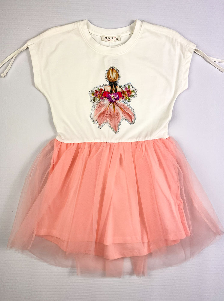 Плаття для дівчинки Breeze Дівчина-квітка персикове 13347 - ціна