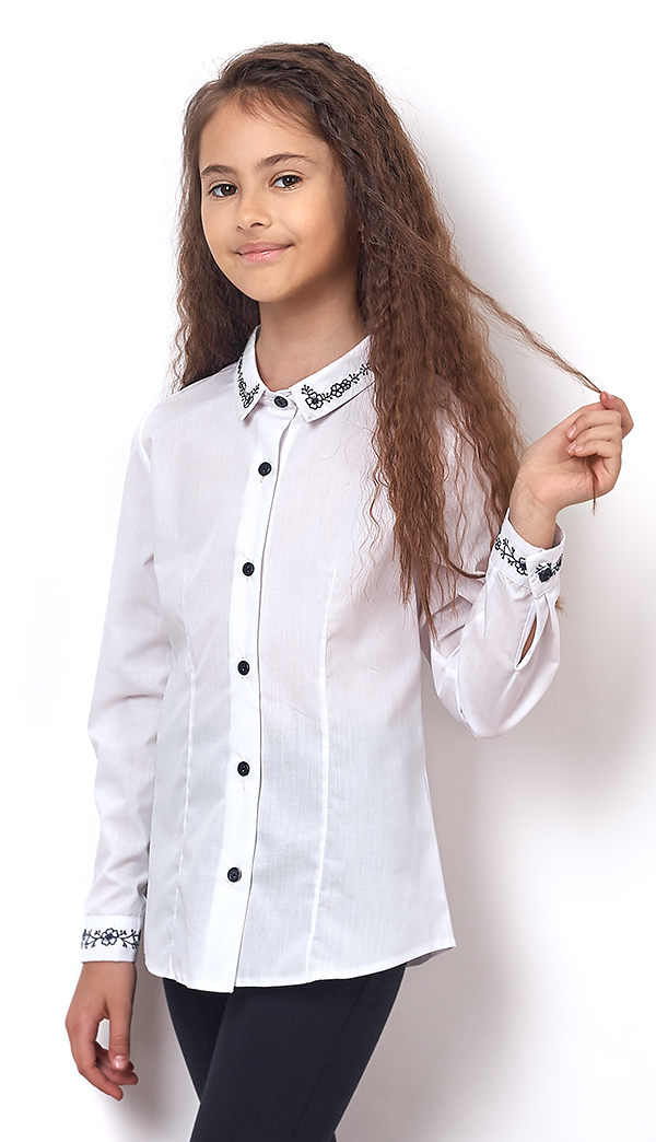 Блузка з вишивкою для дівчинки Mevis біла 2331-01. - ціна